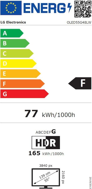 Energy Label LG OLED55G48LW (55", G4, OLED, 4K, 2024)