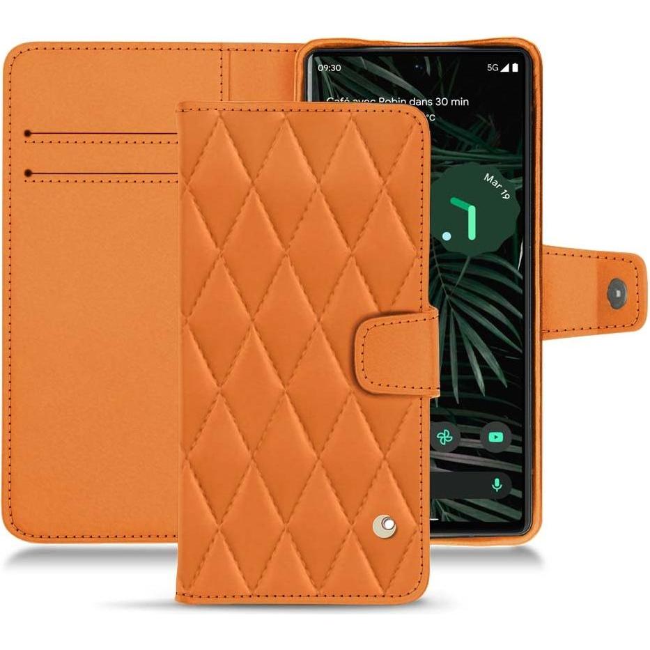 Noreve Lederschutzhülle Wallet (Google Pixel 6 Pro), Smartphone Hülle, Orange