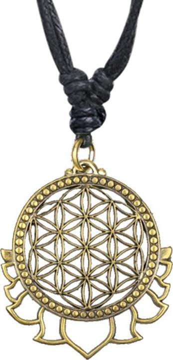 Produktbild Star Piercing Halskette schwarz Anhänger vergoldet Blume des Lebens (Messing)