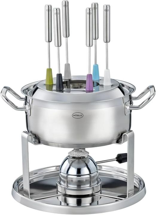 Actual product image Rösle silver fondue set with gas burner 39x27.5x15cm (Cheese fondue, Chocolate fondue)