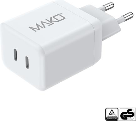 Actual product image Mako GaN2 EU Mains Charger USB-C/C (35 W, 2 ports)