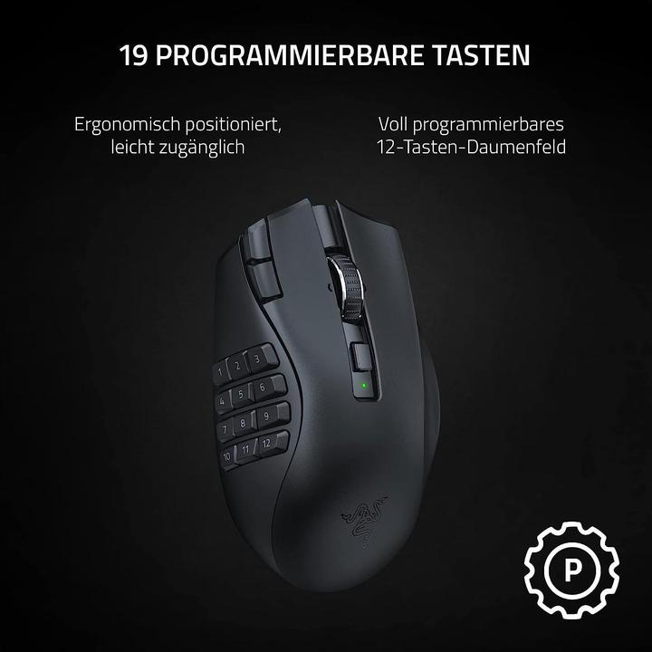Produktbild Razer Naga V2 HyperSpeed für Spiele, 2,4 GHz, Bluetooth, Kabellos, Schwarz (Kabellos)
