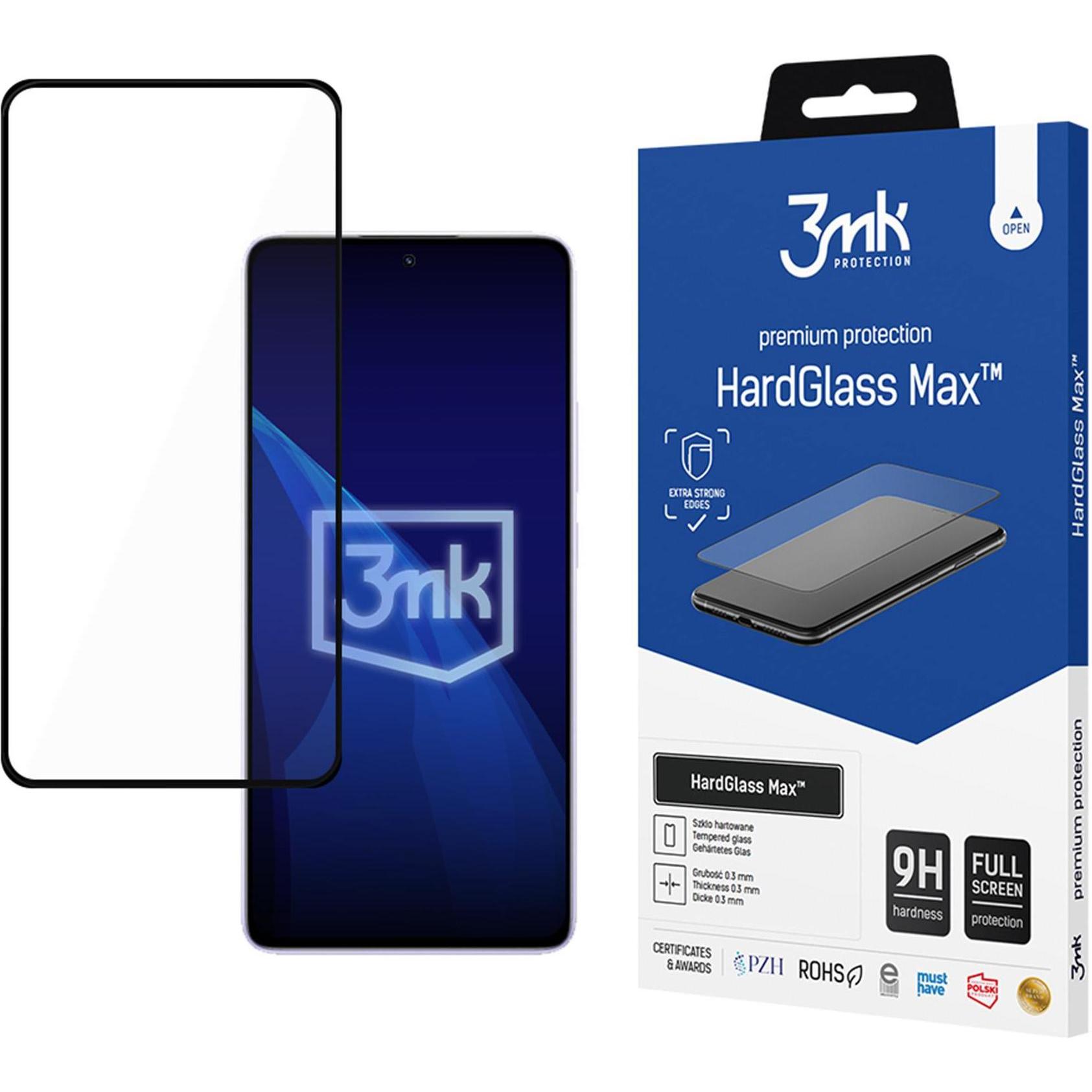 3MK tvrzené sklo HardGlass Max Black pro Redmi Note 14 5G (1 pz., Xiaomi Redmi Note 14 5G), Pellicola protettiva smartphone, Nero