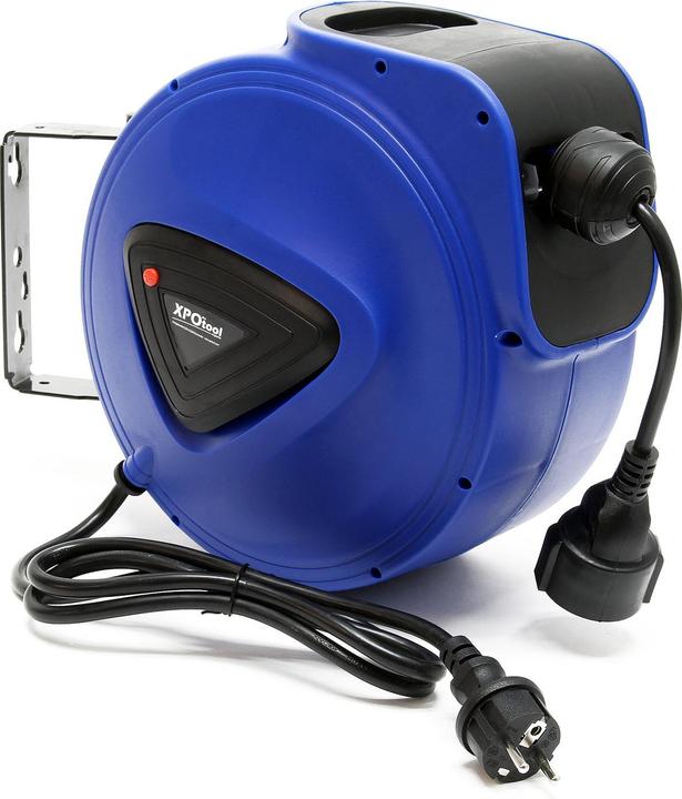 Actual product image XPOtool automatic 15m cable drum with wall bracket 180° pivoting and mounting material (15 m)