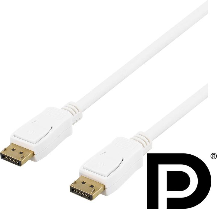 Image du produit Deltaco Câble DisplayPort 2m 4K UHD DP 1.2 blanc (2 m)