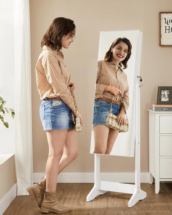 Productafbeelding Songmics Schmuckschrank Spiegelschrank Stehend Make-up Organizer Weiss