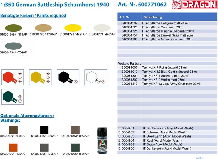 Actual product image 1:350 German Battleship Scharnhorst 1940