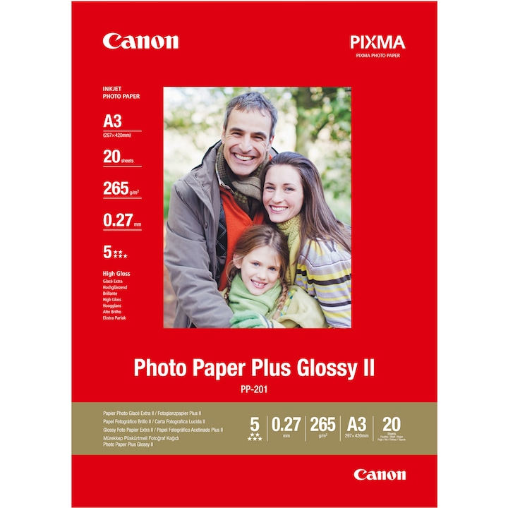 Actual product image Canon PP-201 Plus Glossy II (265 g/m², A3, 20 x)