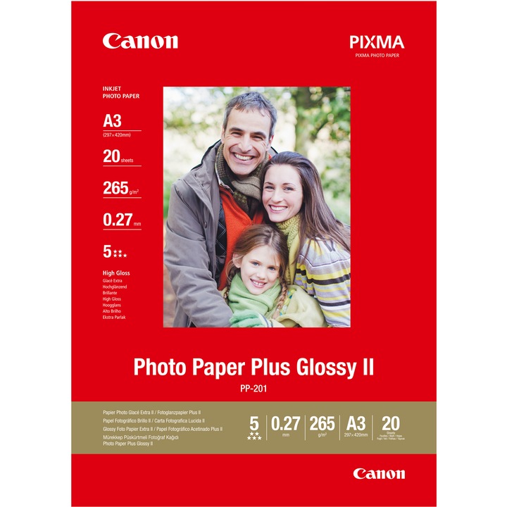 Produktbild Canon PP-201 Plus Glossy II (265 g/m², A3, 20 x)