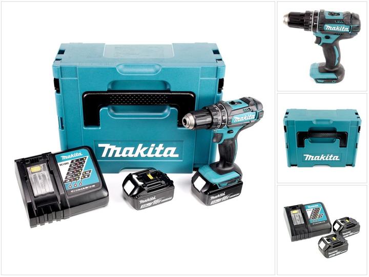 Actual product image Makita DHP 482 RFJ Battery impact drill 18V 62Nm SDS Plus + 2x batteries 3.0Ah + charger in Makpac (Rechargeable battery operated)