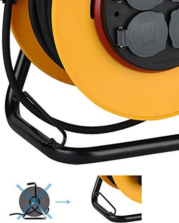 Actual product image Electraline Pro-Line 49039 Cable Reel with 4 Sockets IP40, 50 m, Cable H05VV-F, 3G2.5 mmÂ², Yellow (50 m, 2.50 mm²)