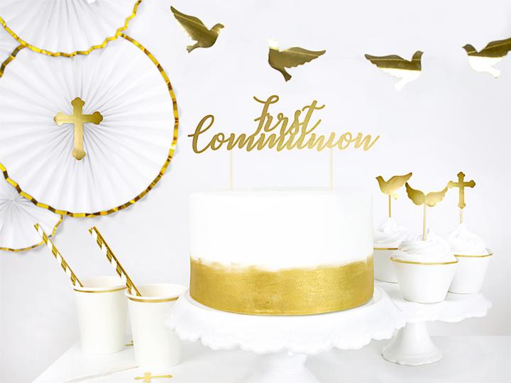Produktbild Partydeco Cake topper First Communion, gold, 21cm (1 pkt / 1 pc.) (1 Stück)