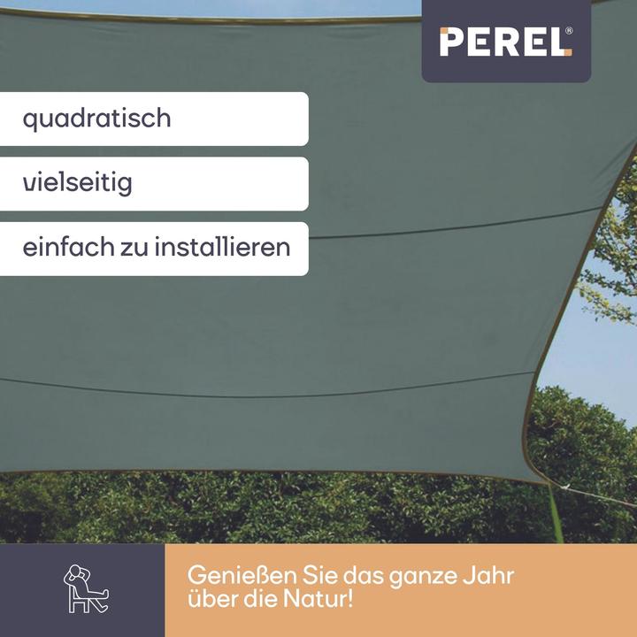 Produktbild Perel SONNENSEGEL - QUADRATISCH - 3.6 x 3.6 m - FARBE: GRÜNGRAU (360 x 360 cm)