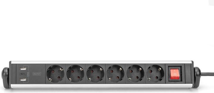 Immagine prodotto Digitus Presa di corrente in alluminio a 6 vie 2xUSB-A/1xUSB-C (6 x, USB-A, USB-C, 1.50 m)