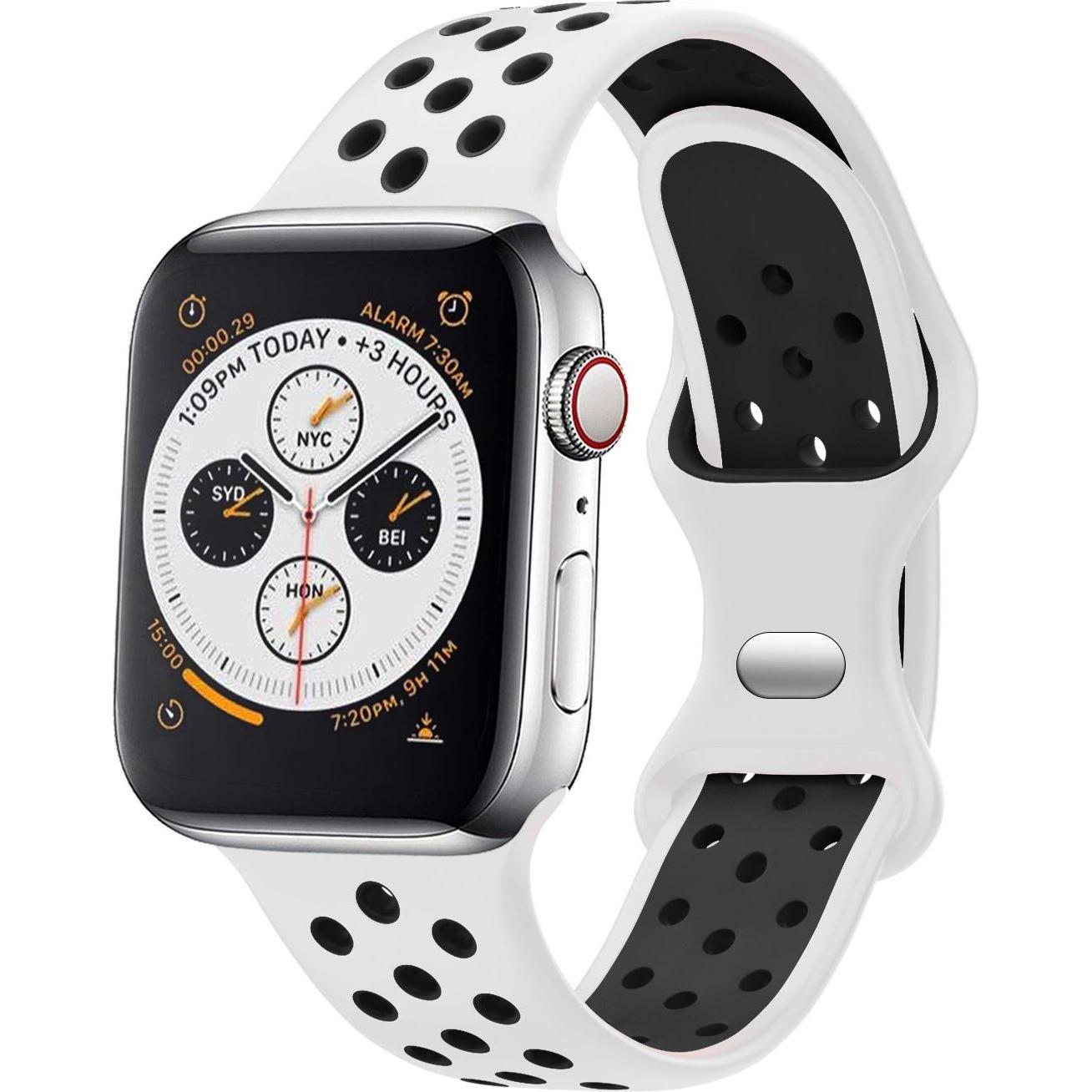 Thumbnail - Strap-it Sportarmband (Silikon, Apple Watch), Uhrenarmband, Schwarz, Weiss