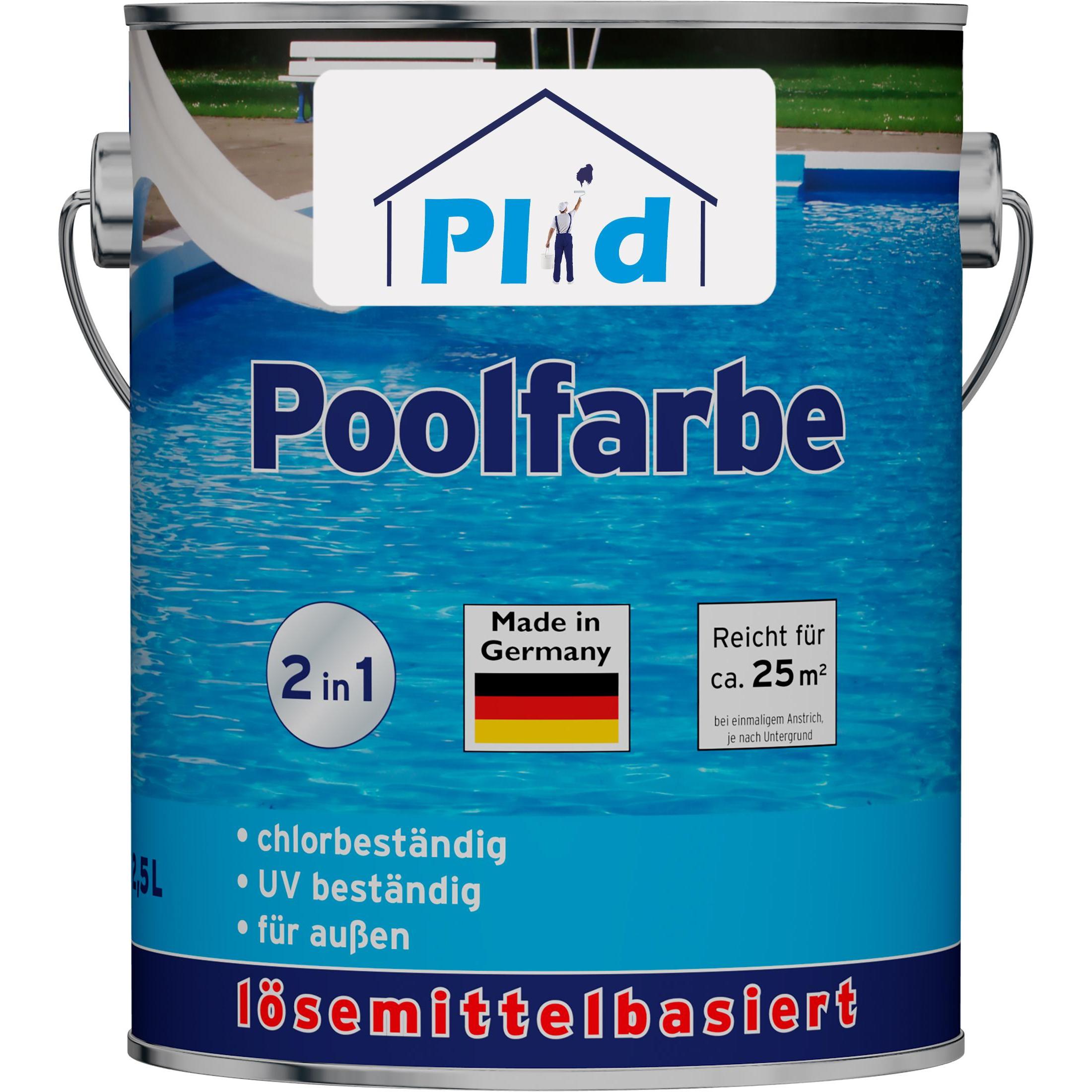 Plid, Künstlerfarbe + Bastelfarbe, Beton Poolfarbe Poolblau seidenglänzend 2,5l - Schwimmbeckenfarbe chemiekalienbeständ...