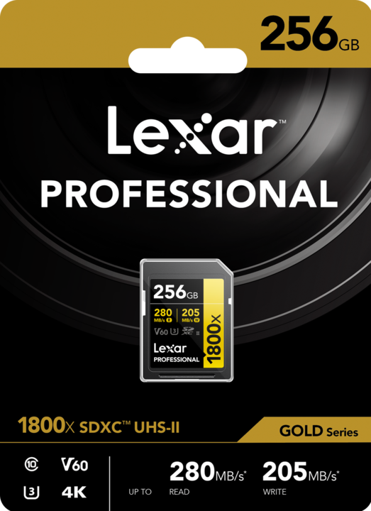 Actual product image Lexar Professional Gold Series (256 GB, SDXC, U3, UHS-II)