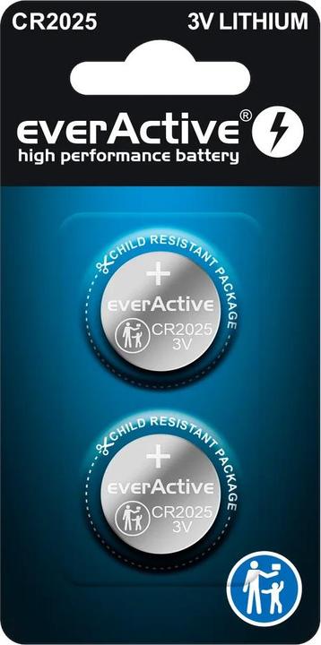 Actual product image Everactive Lithiumbatterie mini CR2025 - Blisterverpackung 2 Stk. (2 pcs., CR2025, 150 mAh)