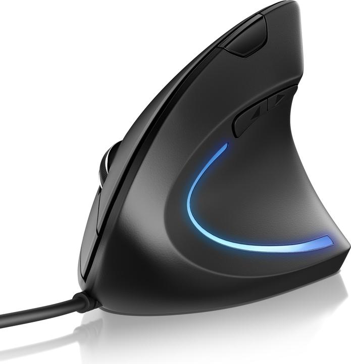 CSL Ergonmische Maus USB Vertikalmaus, 6 Tasten, 800-6400 DPI, kabelgebunden, geringes Gewicht, schwarz (Kabelgebunden)