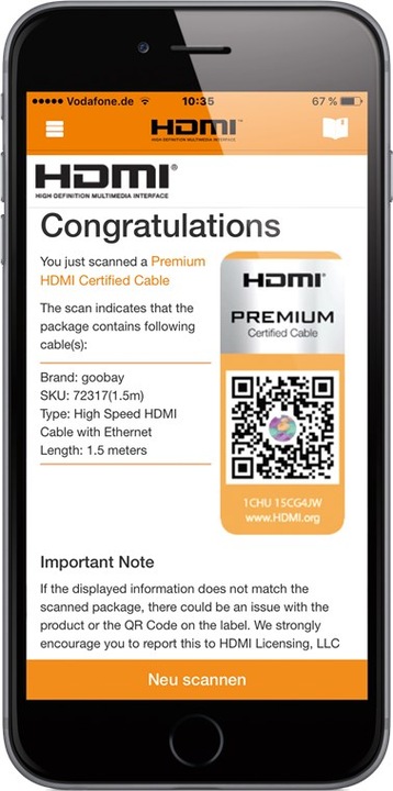 Actual product image Goobay HDMI (Typ A) — HDMI (Typ A) (0.50 m, HDMI)