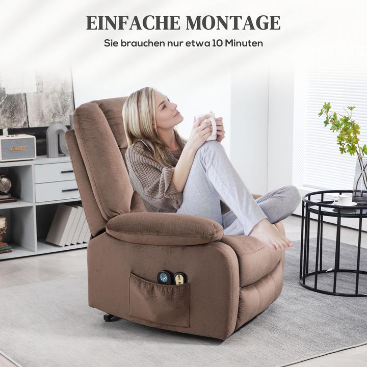 Produktbild Homcom Elektrischer Aufstehsessel Polyester, Schaumstoff Braun