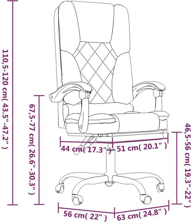 Produktbild vidaXL Massage-Bürostuhl (46.50 - 56 cm)