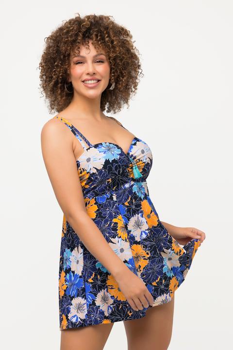 Image du produit Ulla Popken Robe de bain, bonnets souples. Imprimé à fleurs. Décolleté esprit bustier. (44)