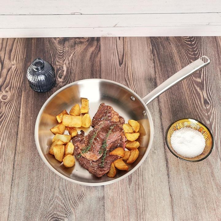 Actual product image Kamberg Triply Stainless Steel Pan Set (Frying pan, Pan set + pot set, Stainless steel, 20 x 5 cm)