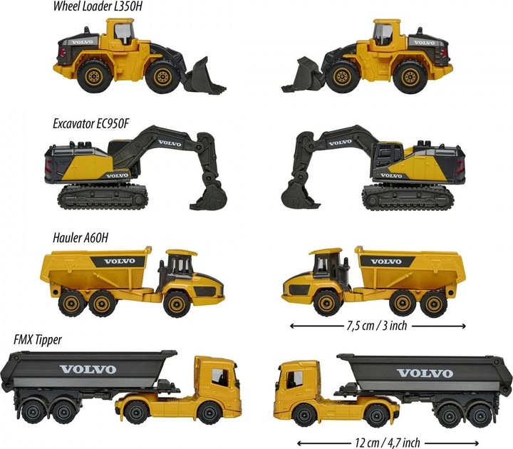 Actual product image Majorette Volvo work vehicles gift box