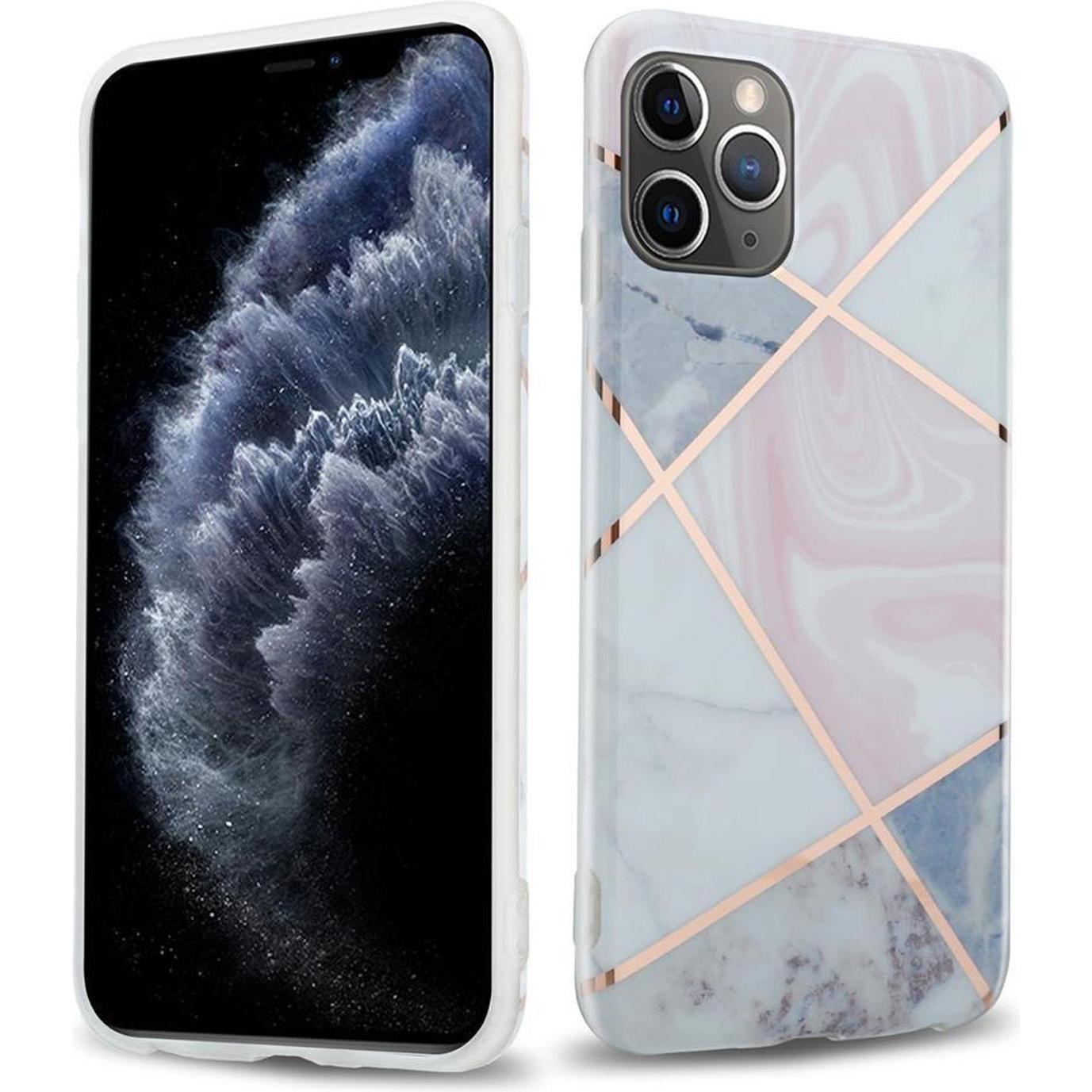 Cadorabo IMD TPU Bunter Marmor Cover (Apple iPhone 11 Pro Max), Smartphone Hülle, Rosa