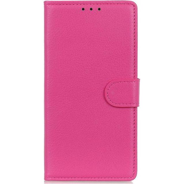 MU Classic Litchi Leder Bookcover Series (OnePlus 9RT 5G), Smartphone Hülle, Rosa