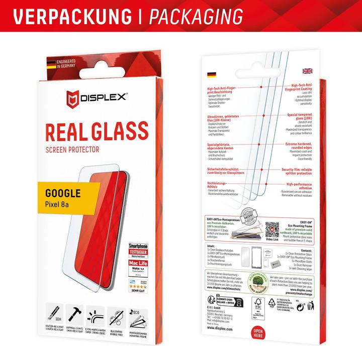 Actual product image Displex Real Glass, 2D Panzerglas (1 Piece, Google Pixel 8a)