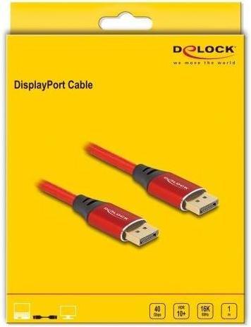 Produktbild Delock DisplayPort Kabel 16K 60 Hz 1 m rot Metall (1 m, DisplayPort, 2.1)