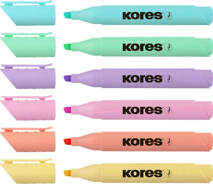 Produktbild Kores Textmarker ""HIGH LINER PLUS"", Pastellfarben, 6er Etui UV-beständige Tinte, Farbe auf Wasserbasis (6x)