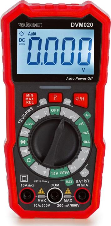 Velleman Universele, robuuste true RMS digitale multimeter - CAT III - 600 V - 8 functies (CAT III 600V)