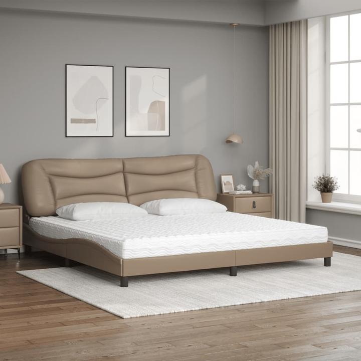 Produktbild VidaXL Bett Polsterbett Doppelbett Kunstlederbett mit Matratze 200x200cm (200 x 200 cm)