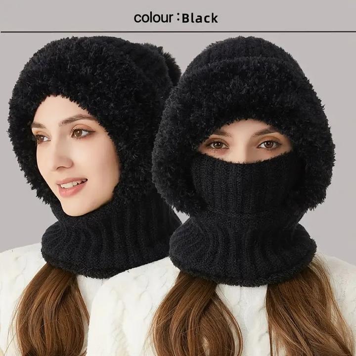 Produktbild Swissdetector Winter Strickmütze Multifunktional - dick mit Ohrenklappen - Schwarz