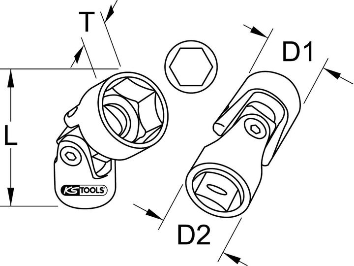 Produktbild KS Tools 3/8" Sechskant-Stecknuss mit Gelenk (19 mm)