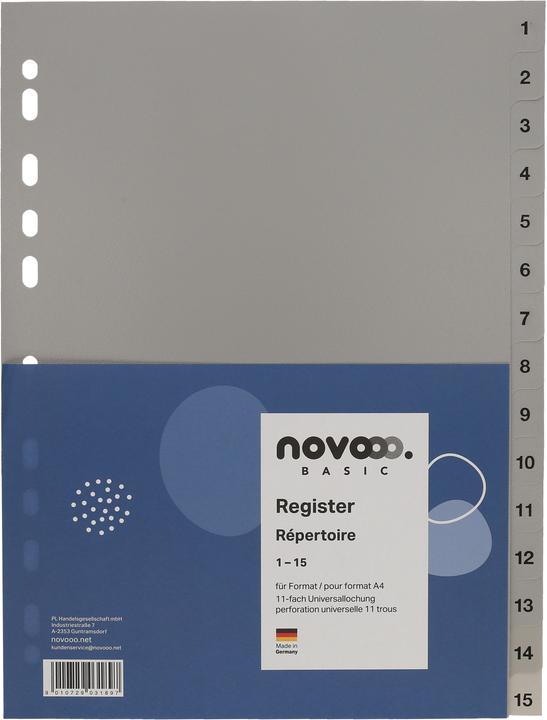 Produktbild Novooo Register PP grau A4