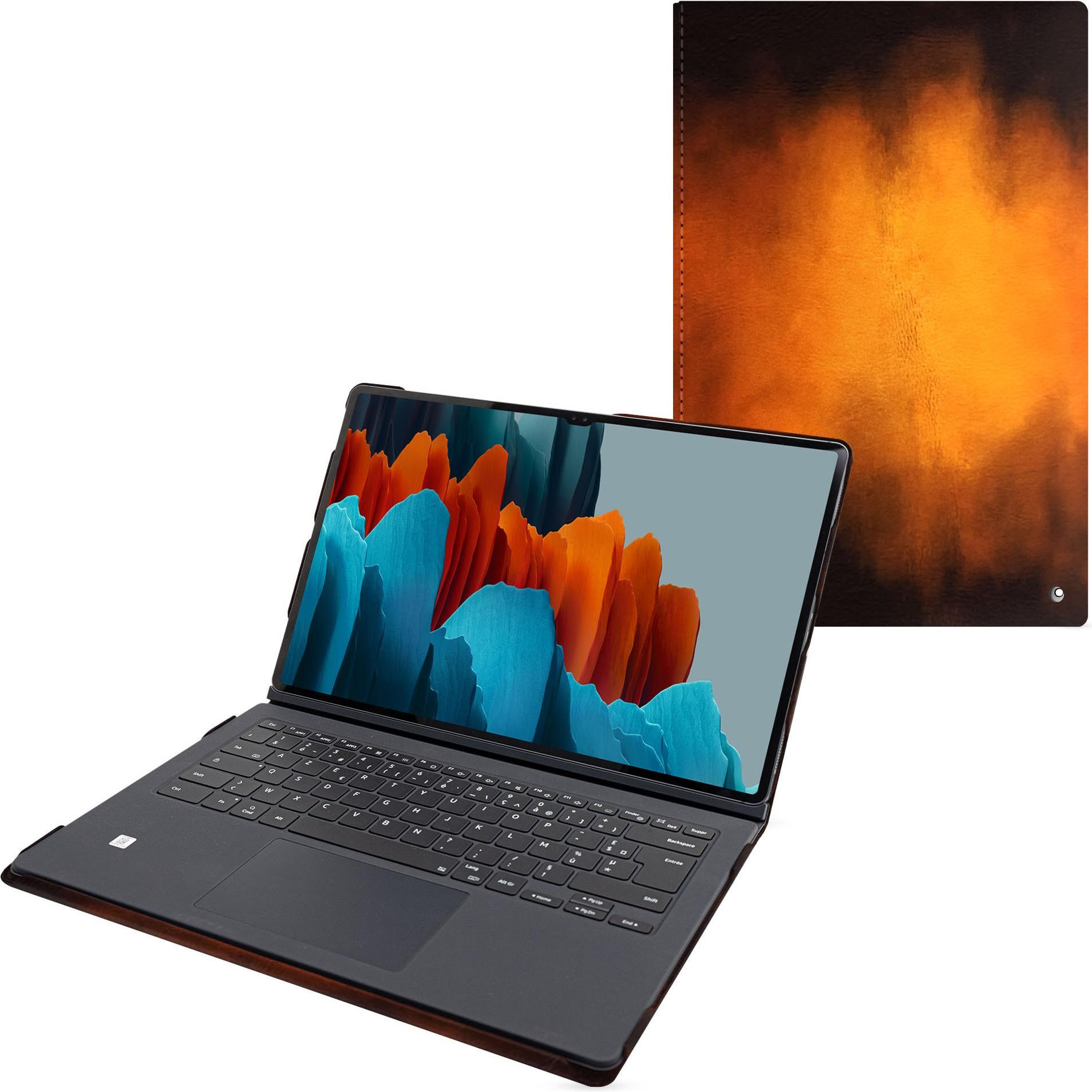 Noreve Lederschutzhülle Samsung Galaxy Tab S9 Ultra + Book Cover Keyboard (Galaxy Tab S9 Ultra), Tablet Tastatur, Violet...