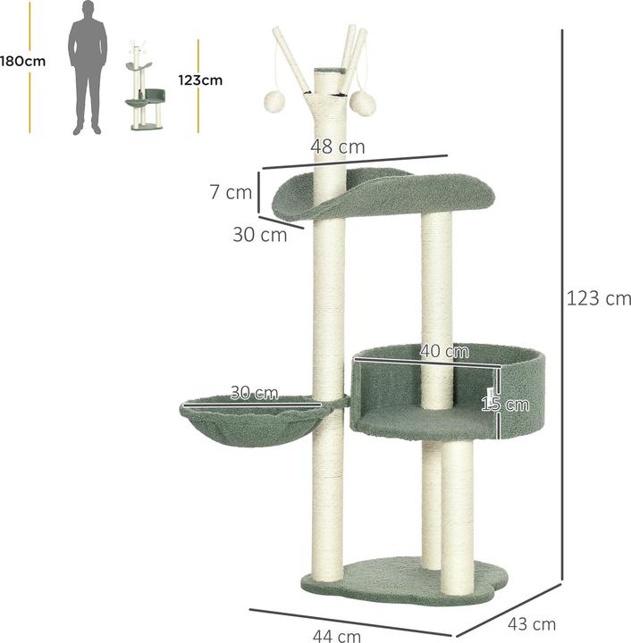 Actual product image Jamb Scratching post (123 cm, Green and cream white)