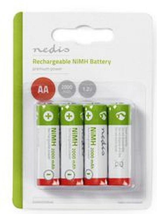 Actual product image Nedis Rechargeable NI-MH battery AA - 1.20 V - NiMH - AA - Rechargeable - 2000 mAh - pre-charged (4 pcs., AA, 2000 mAh)
