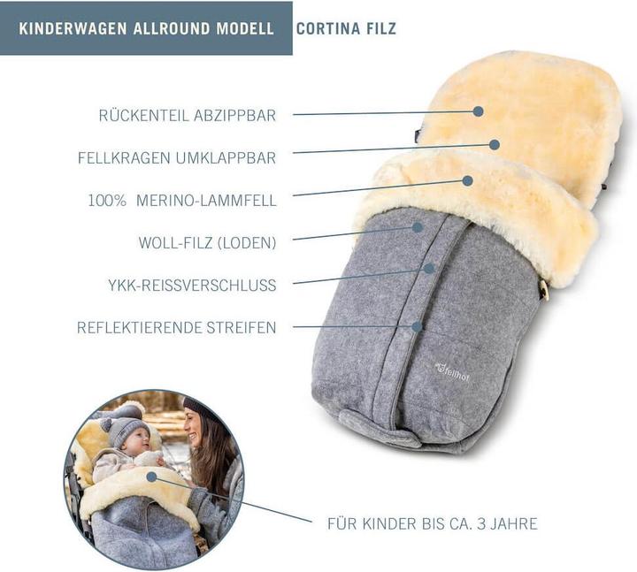 Actual product image Fellhof Kinderwagenfellsack Cortina Filz / Lammfell-Fusssack