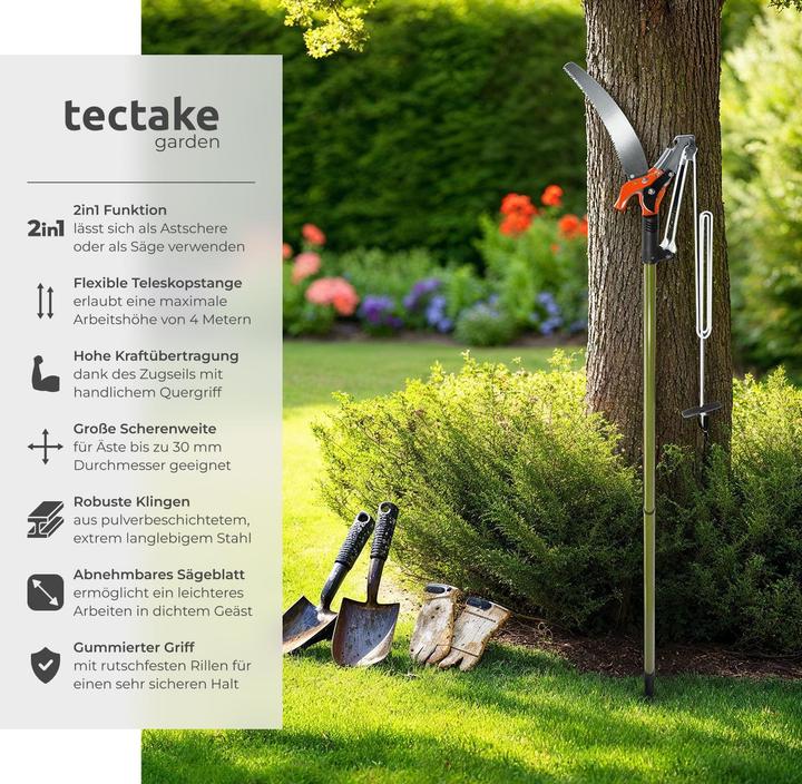 Actual product image tectake Telescopic pruning shears with saw