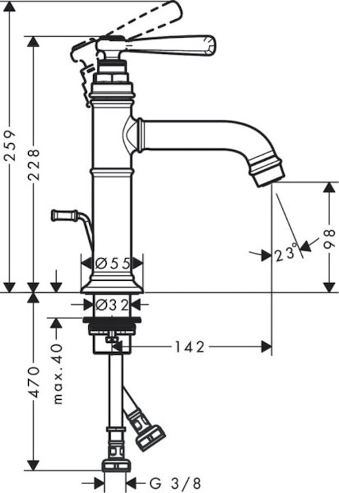 Actual product image Axor Montreux single lever washbasin mixer 100, pop-up waste, 142mm projection
