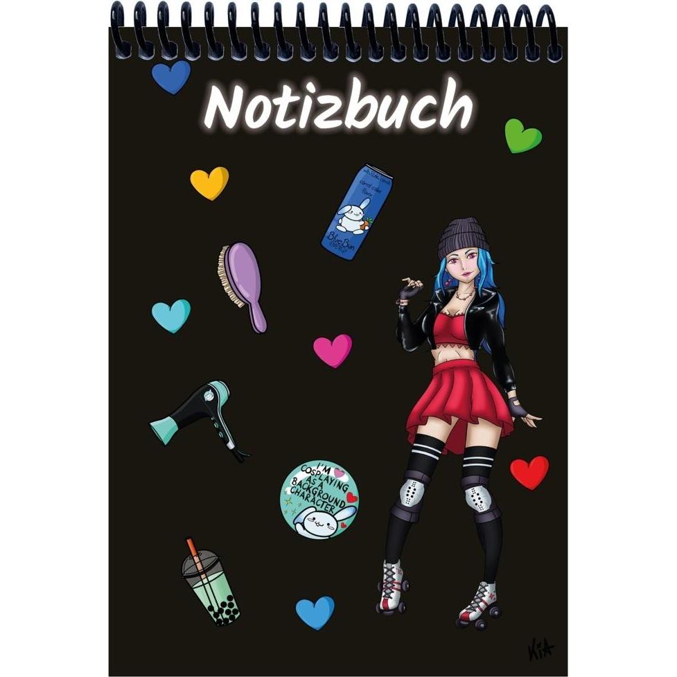 E & Z, Heft + Block, A 5 Notizbuch Manga Enora, schwarz, kar (A5, Kariert)