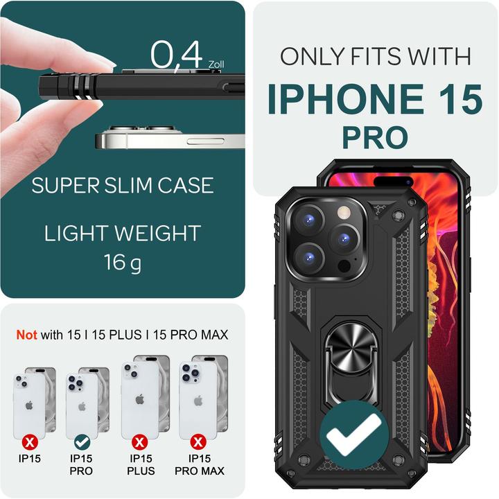 Image du produit Nalia Étui antichoc Military-Style Ring (Apple iPhone 15 Pro)