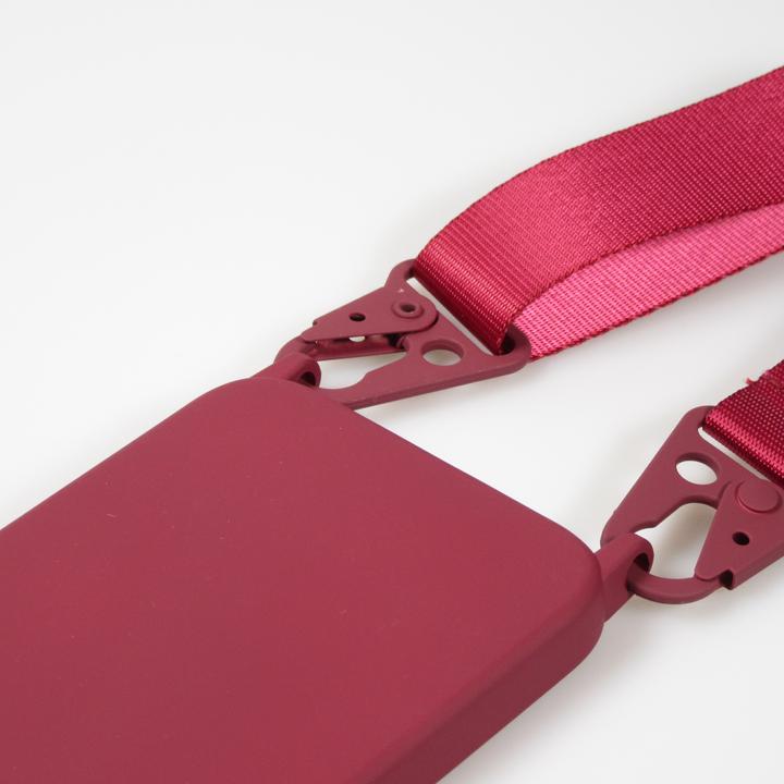 Actual product image PhoneLook Silicone matt cover with carrying strap and metal carabiner Burgundi