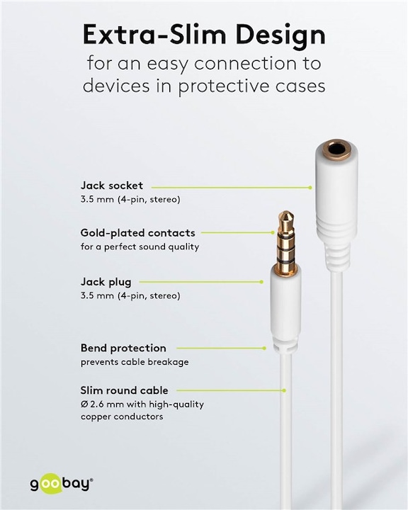 Actual product image Goobay 3.5mm jack - 3.5mm socket (3 m, 3.5mm jack (AUX))