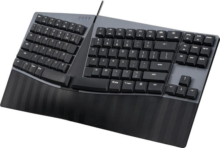 Produktbild Perixx PERIBOARD-335 DE RD, Kabelgebundene ergonomische mechanische kompakte Tastatur - flache rote (DE, Kabelgebunden)